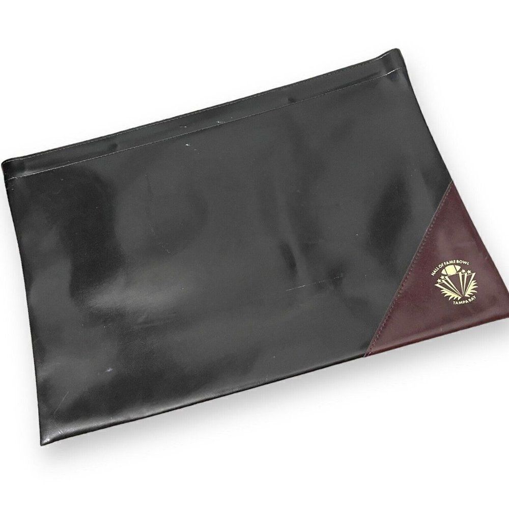 Document Bag Unisex Black Brown Faux Leather Hall Of Fame Bowl Organization Snap